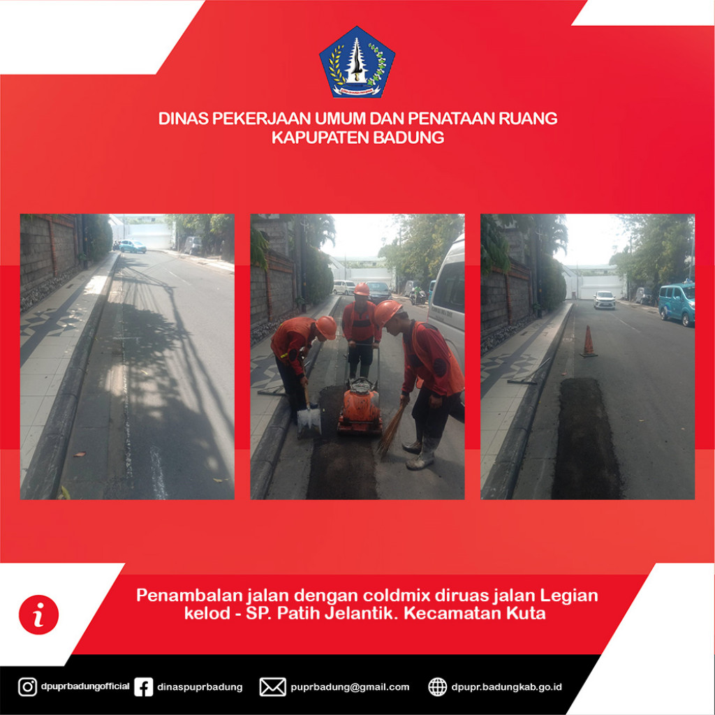 Penambalan jalan dengan coldmix diruas jalan Legian kelod - SP. Patih ...